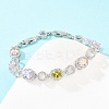 Platinum Tone Brass Micro Pave Cubic Zirconia Tennis Bracelets BJEW-B160-14P-3