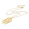 Woven Net/Web with Feather 201 Stainless Steel Boho Pendant Necklaces for Women NJEW-G087-04G-3