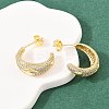 C-Shaped Brass Micro Pave Clear Cubic Zirconia Stud Earrings LS-EJEW-A151-01G-2