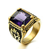 316L Stainless Steel & Cubic Zirconia Men's Vintage Carved Finger Rings FS-WG82D33-53-1