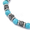 Synthetic Turquoise & Synthetic Hematite Round Beaded Bracelet BJEW-P339-02P-10-2