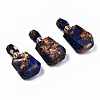 Assembled Synthetic Bronzite and Lapis Lazuli Openable Perfume Bottle Pendants G-S366-059A-1