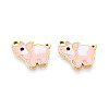 304 Stainless Steel & Enamel Pig Pendants STAS-T073-18G-1