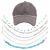 2 Sets 2 Styles Synthetic Turquoise & Plastic Imitation Pearl Beads & 304 Stainless Steel Link Baseball Cap Chain AJEW-GO0002-26-1