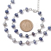 Rondelle Natural Blue Spot Jasper Links Bracelets & Necklaces Sets SJEW-JS01295-03-3