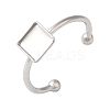 Non-Tarnish 304 Stainless Steel Open Cuff Ring Components STAS-I306-03P-1