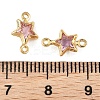 SHEGRACE Brass Pave Cubic Zirconia Star Connector Charms XGRQ2O351-441B-G-3