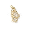 Brass Micro Pave Clear Cubic Zirconia Charms CU-L001-09G-06-1
