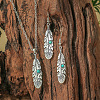 Bohemian Ethnic Style Zinc Alloy & Synthetic Turquoise Pendant Necklaces & Dangle Earrings Sets WG7E01E-08-1