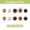 400Pcs 5 Styles Wooden Beads WOOD-DC0001-40-2