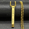 304 Stainless Steel Ball Chain Rectangle Pendant Necklaces NJEW-K273-05G-1