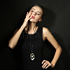 Rhombus Alloy Pendant Black Waxed Cord Necklaces for Women FS-WG0E821-01-2