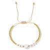 Handmade Brass & Imitation Pearl Round Beaded Bracelets YH5085-1-2