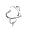 Non-Tarnish Hollow Out Heart 304 Stainless Steel Open Cuff Ring for Women LS-RJEW-E073-07P-1