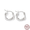Rhodium Plated 925 Sterling Silver Hoop Earrings EJEW-K258-15A-P-1