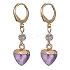 Heart Natural Mixed Gemstone Dangle Leverback Earrings EJEW-JE05470-4
