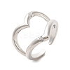 Heart Brass Micro Pave Cubic Zirconia Open Cuff Rings RJEW-P098-12P-1