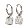Crystal Rhinestone Rectangle with Star Dangle Hoop Earrings EJEW-P219-18P-1