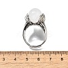 Natural Quartz Crystal Wings Adjustable Rings RJEW-K241-04AS-07-5