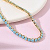 Synthetic Turquoise Tennis Bracelets KK-CBA964F-01G-04-3