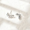 Brass Micro Pave Clear Cubic Zirconia Stud Earrings EJEW-R016-26P-06-3