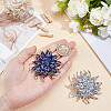 2Pcs 2 Colors Flower Alloy Glass Rhinestone Lapel Pins for Wedding Party JEWB-DR0001-07C-3