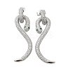 Snake Brass Cubic Zirconia Dangle Stud Earrings for Women EJEW-F367-01B-P-2