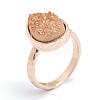 Electroplate Natural Druzy Quartz Crystal Finger Rings RJEW-I055-06RG-RS-4