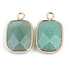 Faceted Natural Green Aventurine Pendants G-S359-179A-2