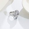 Stainless Steel Pave Cubic Zirconia Finger Rings WG80F2A-02-1