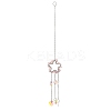 Natural Rose Quartz Chip & Iron Suncatchers HJEW-G028-03B-1