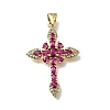 Brass Micro Pave Cubic Zirconia Pendants KK-C090-39G-2