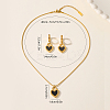 201 Stainless Steel Shell Heart Stud Earrings & Pendant Necklaces Sets for Women GN7262-2