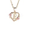 Brass Rose Flower Heart with Letter Pendant Necklaces FS-WGF6950-02-2