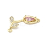 Brass Pearl Pink & Clear Cubic Zirconia Connector Charms KK-G520-01G-2