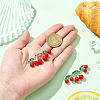 2Pcs Brass Red and Green Enamel Cherry Connector Charms KK-CJ0003-50-4