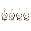 2 Pairs 2 Colors Christmas Themed Handmade Glass Seed Beads Dangle Earrings EJEW-MZ00488-2