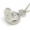 Alloy Flat Round with Spider Web Pendant Necklace Pocket Watch X-WACH-N013-03-3