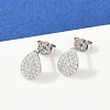Teardrop Brass Micro Pave Clear Cubic Zirconia Stud Earrings EJEW-Z091-01P-1