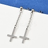 Christian Upside Down Cross 201 Stainless Steel Dangle Stud Earrings LS-EJEW-P314-01B-P-3