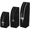 3Pcs 3 Sizes Vertical Wooden Covered with Velvet Necklace Display Stands NDIS-WH20001-03B-1