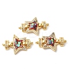 Rack Plating Brass Micro Pave Cubic Zirconia Star Connector Charms KK-K385-101G-01-1