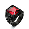 316L Stainless Steel & Cubic Zirconia Men's Vintage Carved Finger Rings FS-WG82D33-58-1