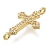 Brass Pave Clear Cubic Zirconia Connector Charms KK-M101-02D-G02-2
