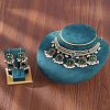 Rectangle Alloy Glass Choker Necklace & Earrings Sets for Women FS-WG507E8-03-1