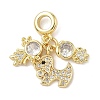Brass Micro Pave Clear Cubic Zirconia European Dangle Charms LS-KK-K368-30G-1