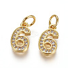 Brass Micro Pave Clear Cubic Zirconia Charms ZIRC-L092-06-G-1