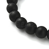 Synthetic Black Stone Round Beaded Stretch Bracelets BJEW-F479-01P-3