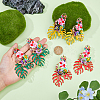 3 Pairs 3 Colors Flower & Leaf Rhinestone Dangle Stud Earrings EJEW-FI0003-21-4