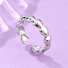 Non-Tarnish 304 Stainless Steel Heart Wrap Open Cuff Ring for Women LS-RJEW-C045-18P-1
